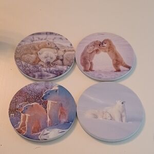 Brand New, 4pcs Polar Bear Themed Coasters Set-Excellent Condition